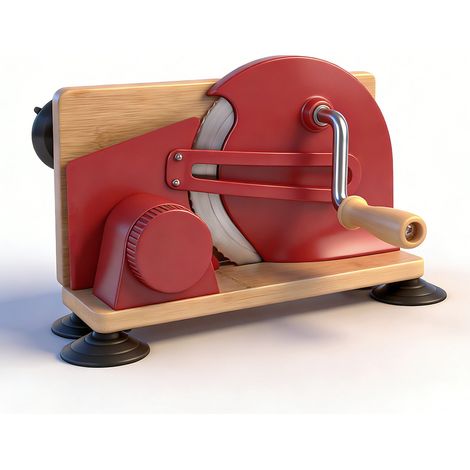 Coupe-pain manuel pour le levain fait maison, outil de tranchage à manivelle, épaisseur réglable uniformément, en acier inoxydable rouge (1/5)