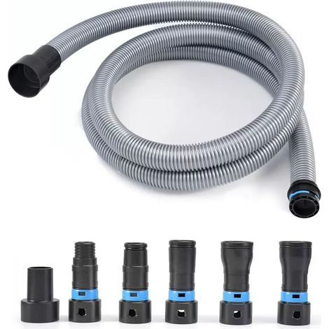 Kit de tuyau de collecte de poussière, aspirateur de 1-1/4 pouces x 10 pieds avec 6 adaptateurs pour outils électriques et ponceuses (1/5)