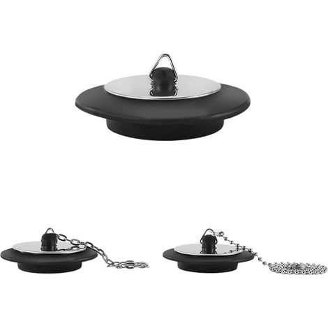 Bouchons de vidange en caoutchouc à chaînette, adaptés aux douches, baignoires, éviers et accessoires de cuisine. (1/5)