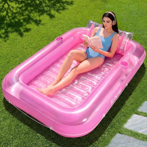 Matelas Gonflable 178 x 116 cm pour Piscine, Bain de Soleil pour Adultes, Flotteur de Piscine, Matelas Gonflable pour Adultes, divertissements d'été, fête Aquatique (Fleur Violette)
