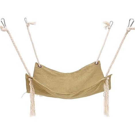 Hamacs pour chat - Panier pour chat - Katoen et lin - Lit pour chat - Panier hamac pour chat - Lit suspendu pour animal de compagnie - Hamac pour cage à chat - 47 x 47 cm - Kaki (1/5)