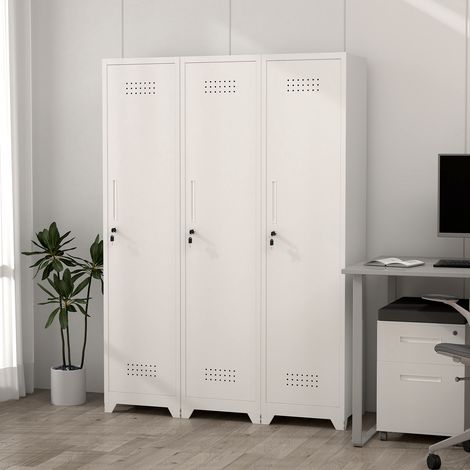 Armadio metallico 40x40x165 cm bianco, con serratura per ufficio, FloraGrace (1/5)