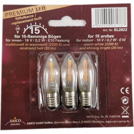 Saico LED-Ersatzlampe, E 10, 16 V, 0,2 W LED-Ersatzlampe