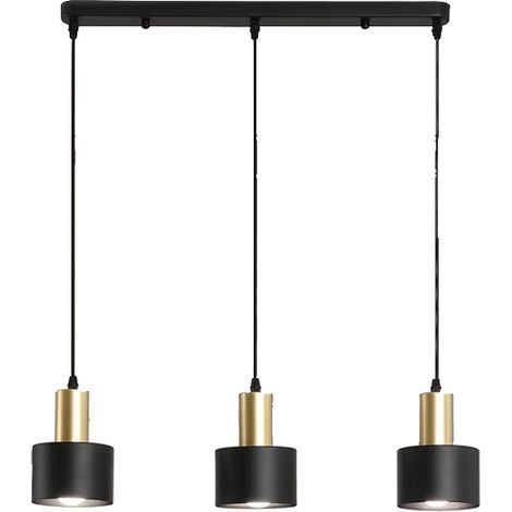 Mini plafonnier, suspension pour îlot de cuisine avec abat-jour noir moderne, suspension pour cuisine, ampoule E27 non incluse (1/5)