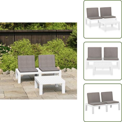 Tavolo da giardino - vidaXL Set Divani da Giardino con Cuscini 2 pz in Plastica Bianco - Panca da giardino