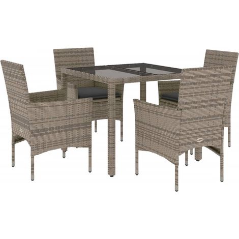 Maison Exclusive - Set comedor jardín 5 pzas y cojines ratán sint (1/5)