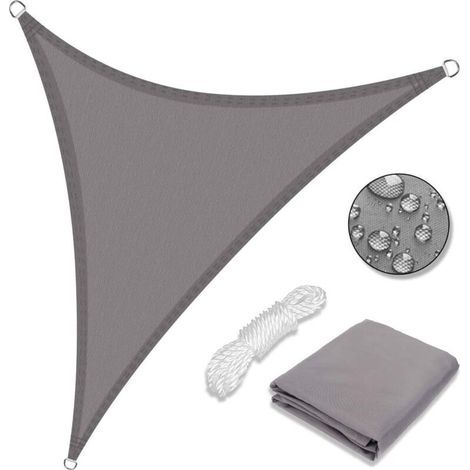 Voile d'ombrage triangulaire, 3 x 3 x 3 m, résistante à l'eau, pour jardin, (1/5)