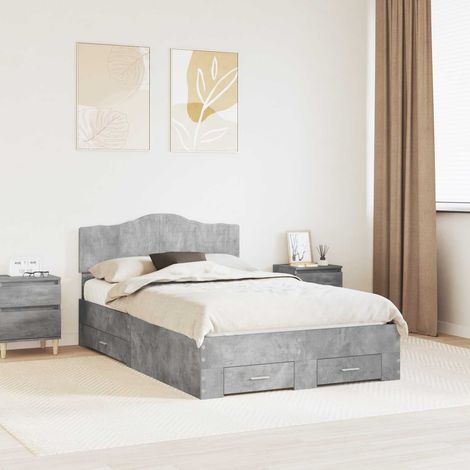 Bed Frame Concrete Grey 120 x 190 cm Engineered Wood vidaXL (1/5)