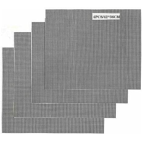 BBQ Grill Tapis de Cuisson Antiadhésif 4 Pièces, Feuille de Cuisson Réutilisable Résistant à la Chaleur, pour Barbecue Intérieur et Extérieur (4PCS, 42 36cm)