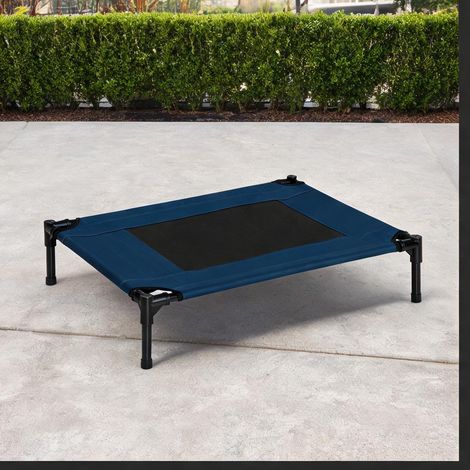 Lit surélevé pour chien 76 x 61 x 18 cm tissu Oxford bleu et noir (1/5)