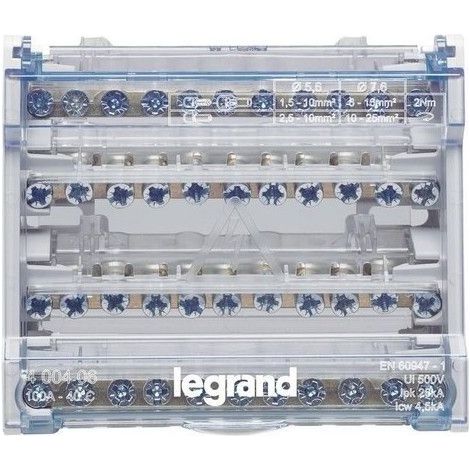 LEGRAND 400406  Répartiteur de jeu de barres modulaire étagé 4P 100A 10 sorties 6 modules