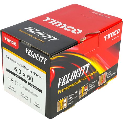 TIMCO Velocity Premium Multi-Use Countersunk Gold Woodscrews - 5.0 x 60