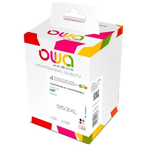 Pack de 4 cartouches d'encre remanufacturées OWA - haute capacité - Noir Cyan Magenta Jaune - pour HP 953XL