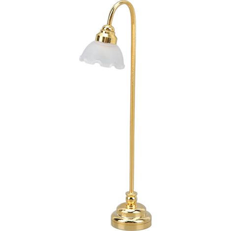 Lampe de sol miniature pour maison de poupée, magnifique lampe de sol dorée à fleurs, échelle 1/12, meuble miniature pour la décoration de maison de poupée (1/5)