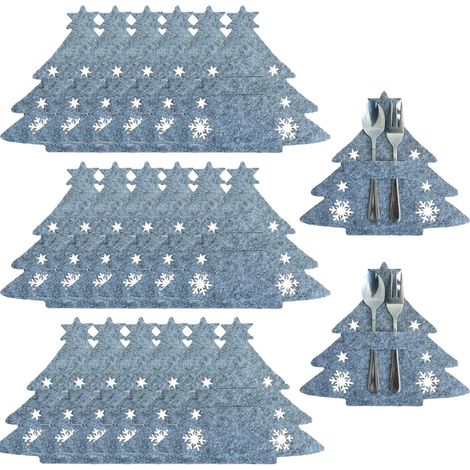 18 pièces de supports à ustensiles en forme de sapin de Noël, sacs à couverts en forme de sapin de Noël, housses pour couverts de Noël, décoration de table pour fête de Noël, Nouvel An, dîner, accesso (1/5)