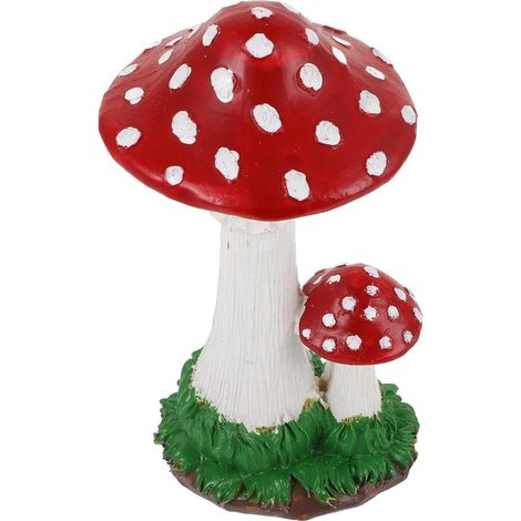 Figurine Décorative Champignon de Jardin en Résine Sûre, Petite Statue de Champignon Parapluie, Accessoire de Décoration Extérieure pour Patio, Pelouse et Jardin, Ornement Amusant (1/5)