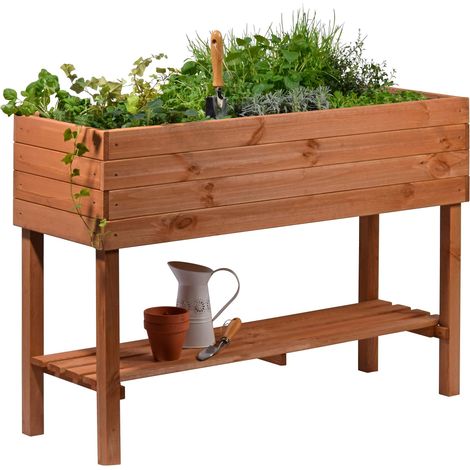 Grande jardinière surélevée avec Plateau - Jardinière surélevée en Bois - Jardinière pour Balcon, Jardin, terrasse, 117 x 40 x 80 cm (1/5)