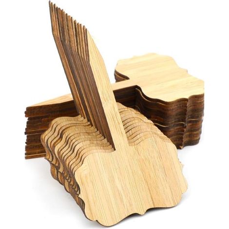 30 Pieces Bamboo Plant Labels, T-Type Decorative Plant Markers Wooden Garden Tag, with a Pen, for Potted Garden Seeds Herbs Flowers Vegetables