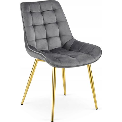 Sedia Bera in Velluto Grigio Antracite con Gambe Oro (1/5)