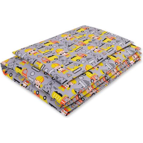Juego de ropa de cama infantil de algodón de 2 piezas, 135 x 100 cm - excavadoras amarillas (1/2)