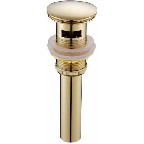 Pair ZVD-Moderne Pop-up Rétro Bouchon Bonde de Lavabo Vidange Clic-clac avec Trop-Plein en Laiton Doré Universel Valve Draineur d’Evier Vasque Siphon avec Trou de Débordement Poli- avec Trop- (1/4)