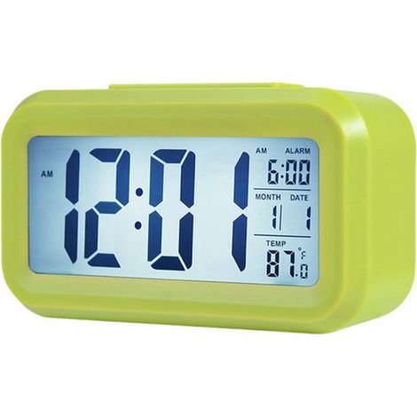 Réveil numérique intelligent avec date et température, bouton pause sur le dessus, fonctionne sur piles, horloge bureau rectangulaire avec veilleuse pour chambre enfant fille garçon