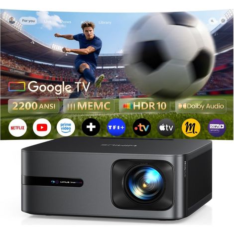 MEMC 4K Projector 【2300 ANSI/Google TV 14.0/Dolby 48W】 Auto Focus/Keystone Projector Day 4K, Voice Control, HDR10, WiFi Overhead Projector Bluetooth 1080P Zoom Home Cinema HDMI 2.1 (1/5)