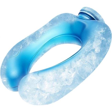 Bague rafraîchissante cou glacée portable PVC 22x24x4 cm bleu, idéale été voyages plage sport vélo course pêche randonnée camping (1/5)