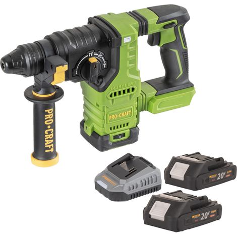 Martello perforatore a batteria Procraft PHA30bb 20 V 2,8 J SDS plus Brushless + 2 batterie 2,0 Ah + caricabatterie