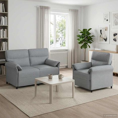 vidaXL Ensemble de Canapés 2 pc Gris clair Tissu (1/5)