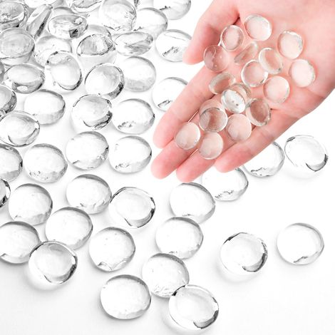 0.44 kg de Billes de Verre Transparent, Perles de Verre Plates pour vases, Cailloux pour décoration d’Aquarium, Pierres de mancala, Remplissage de Vase (1/5)