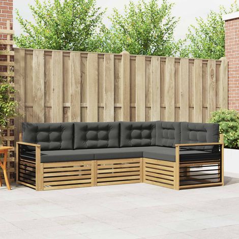 vidaXL Outdoor-Sofagarnitur 5 Stk. Weiß und Anthrazit Polyester (1/5)