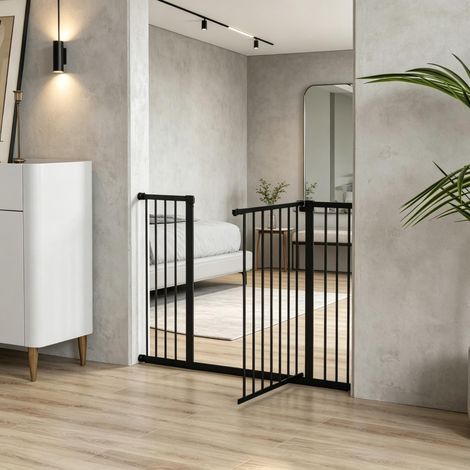 Puerta de seguridad ajustable para mascotas, puerta de escalera extensible, puerta elegante para mascotas (solo con puerta para mascotas) (1/5)