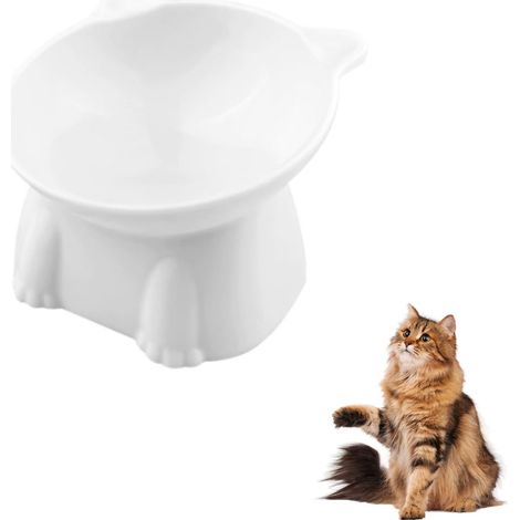 1 pièce, gamelle pour chat, gamelle surélevée pour chat, pour nourriture et eau (blanc) (1/5)