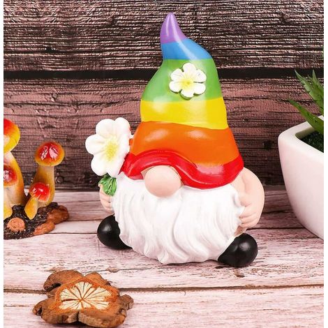 Arc-en-ciel jardin nain résine Statue sans visage poupée Figurine Miniature décor à la maison pelouse décoration intérieure (1/2)