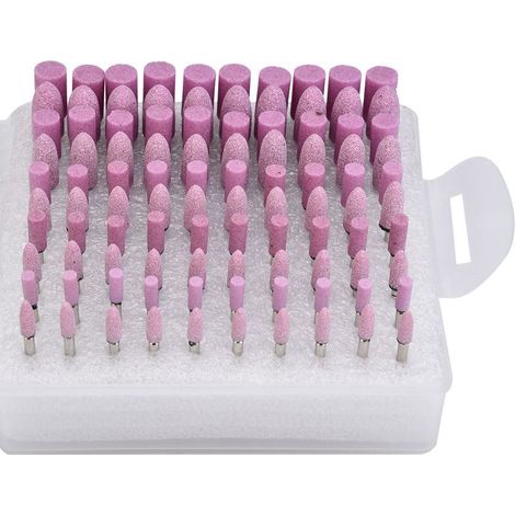 Tête de pierre à polir, 100 pièces, meule, fraise pour meuleuse, tige rose, diamètre 3mm (1/5)