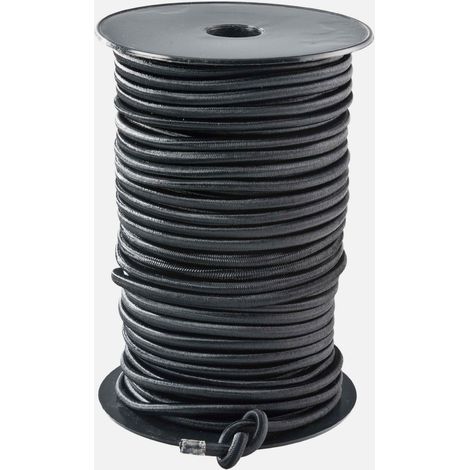 Werka Pro – Tendeur élastique noir 4mm x 50m – Caoutchouc et polypropylène – Résistant aux UV – Pour bâches et housses