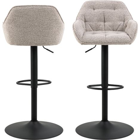 Tabourets de bar en tissu pied tulipe métal noir (lot de 2) - BROOK (1/5)