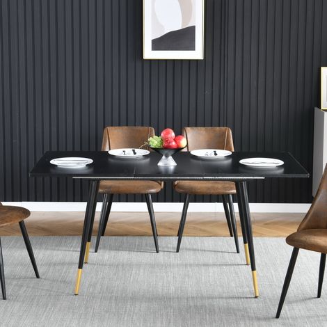 MEUBLES COSY Mesa de comedor extensible con patas de metal y tapa de madera para 4 a 6 personas de estilo industrial (1/5)