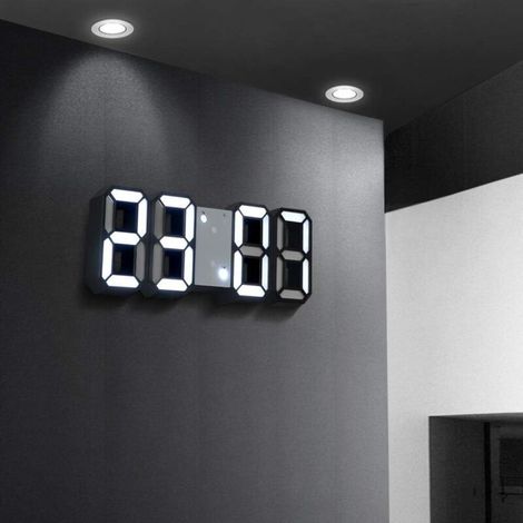 Réveil numérique LED 3D moderne avec affichage horaire clair, horloge murale et de bureau, design contemporain pour salon, chambre ou bureau (1/4)