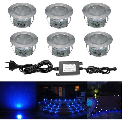 10 Spot LED Eclairage Extérieur Encastrable Sol Terrasse Bois,45mm Spots Encastré Extérieur Fait en IP67 DC12V 1W Avec Alimentation EU Pour Jardin Escalier Patio RGB (1/5)