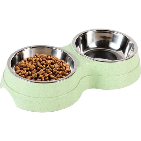 2 gamelles surélevées, acier inoxydable, support antidérapant, hauteur ergonomique, pour chiens et chats (1/5)