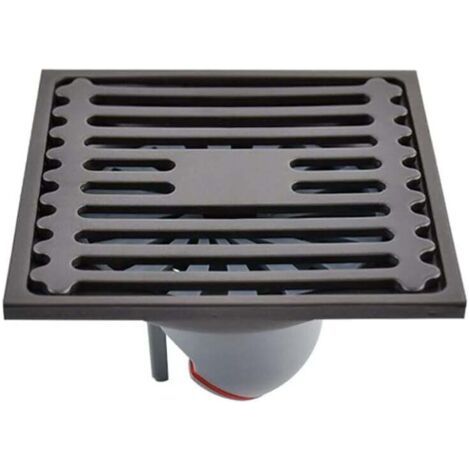 Siphon de sol extérieur carré en acier inoxydable pour douche de salle de bain, siphon anti-odeurs avec couvercle de crépine amovible - 10 x 10 cm (1/5)