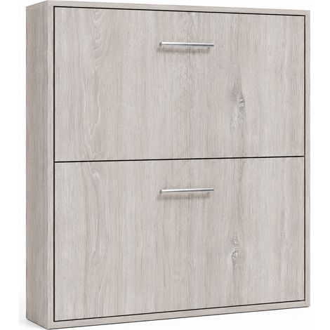Lit escamotable superposé SOPHIA – renforcé – Spécial location meublée 2 matelas 80x190 Chêne gris-2 matelas 80x190-80x190-Cadre Chêne gris-Façade Chêne gris (1/5)