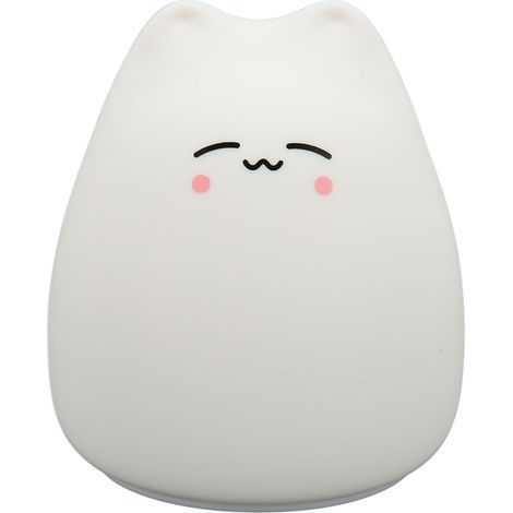 Lampe de Table Chat en Silicone, 7 Couleurs et Mode Respiration, Lumière Blanche Chaude, Veilleuse Mignonne pour Chambre d'Enfant (1/5)