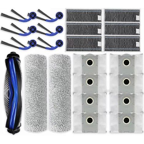 Pièces de rechange pour aspirateur Ecovacs Deebot X9 Pro Omni/X9 Pro : brosse principale, filtre HEPA, lingette et sac à poussière. (1/5)