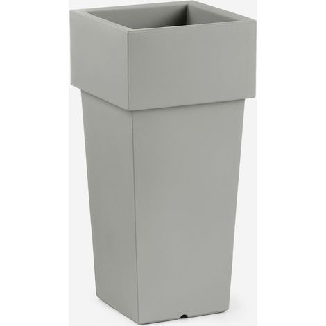 Vaso alto da esterno quadrato in polietilene 47x100cm Nova - Silver (1/3)