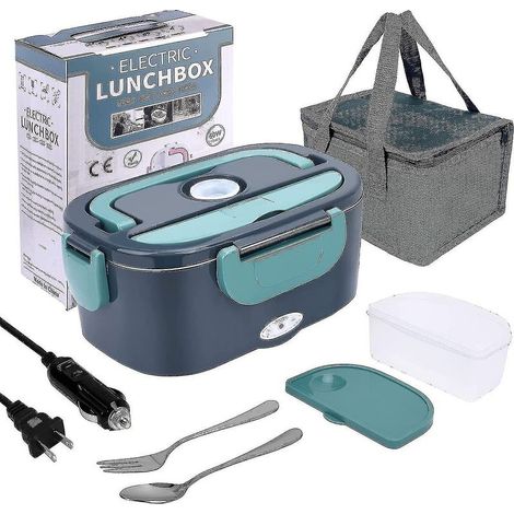 Chauffe-repas électrique portable 3 en 1 60W – 1.5L amovible en acier inoxydable – Compatible 12V/24V/110V – Conception anti-brûlure