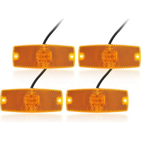 4 Pcs Feux de Gabarit LED 12V/24V Orange avec Réflecteur, Feux de Position Latéraux pour Remorque, Voiture, Camion, Caravane, RV (Jaune/Ambre) (1/4)