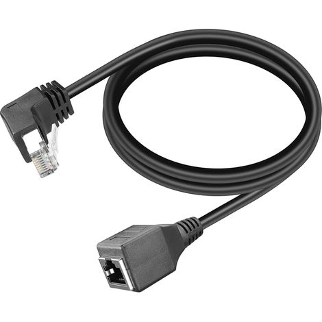 Cat6 câble d'extension blindé 90 degrés 2FT RJ45 8p8c mâle à Femelle Câble d'extension Ethernet FTP blindé mâle à Femelle (Courbe descendante) (1/5)